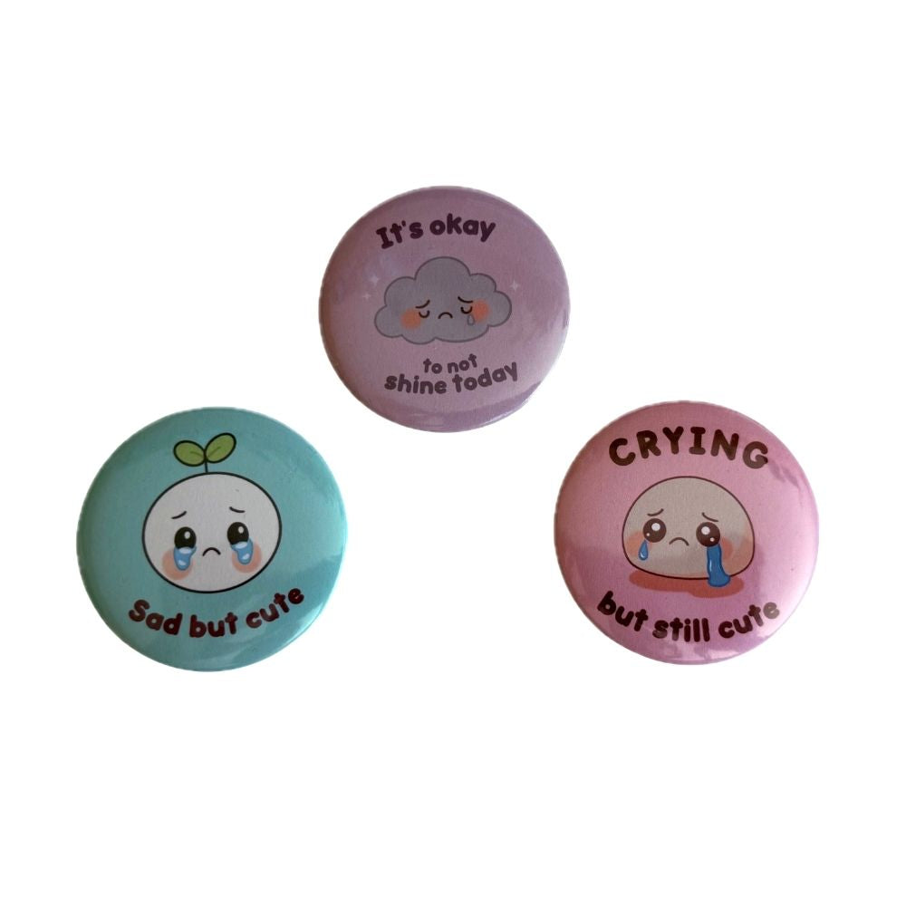 Sad but Cute Button-Set (3 Motive, 58 mm)