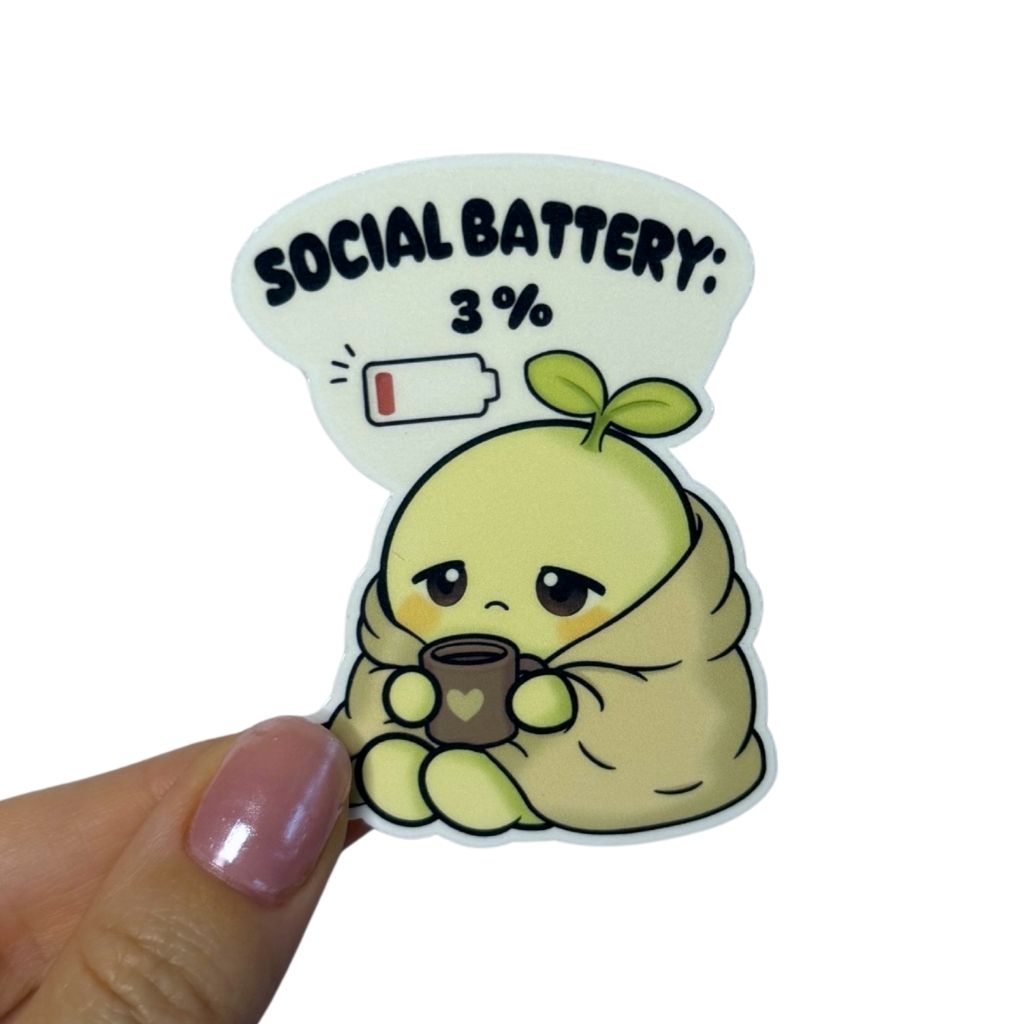 Social Battery 3 % – Vinyl Sticker
