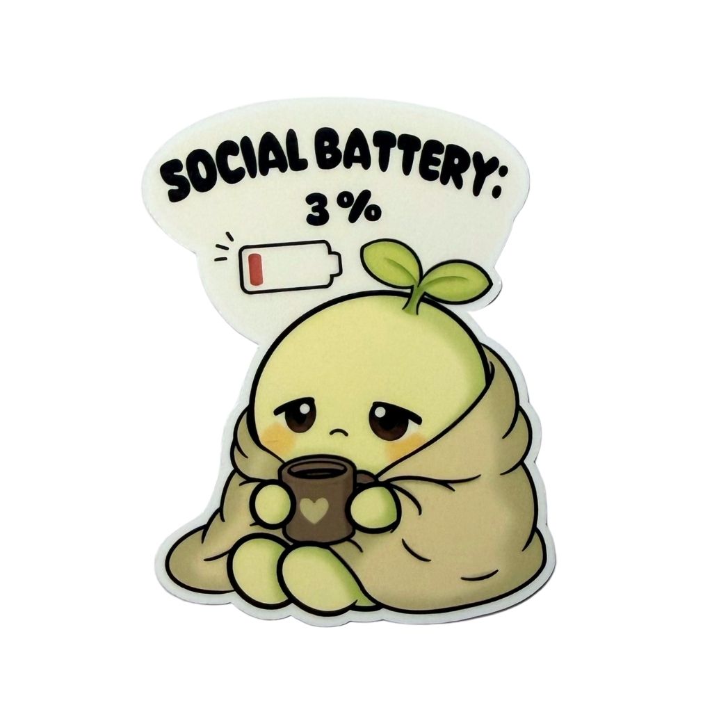 Social Battery 3 % – Vinyl Sticker